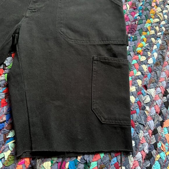 Albam Black Denim Garment Dyed Carpenter Shorts Raw Hem Men's Size 32 Summer - Picture 7 of 15